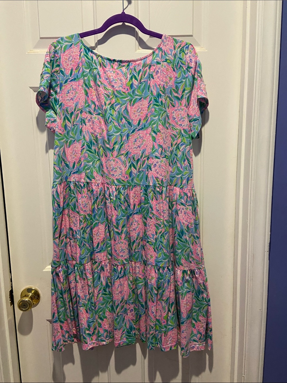 Lilly Pulitzer Geanna Dress XXL - EUC - Frenchie Blue Turtley  In Love - Picture 3 of 6